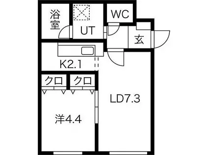 札幌市営東西線 菊水駅 徒歩3分 4階建 築18年(1LDK/1階)の間取り写真