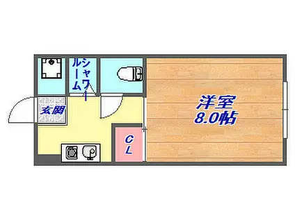サンハイツ勝野(1K/1階)の間取り写真