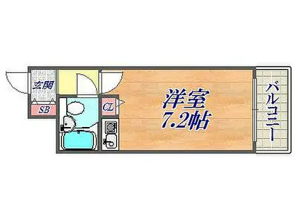 ライオンズマンション神戸花隈(ワンルーム/2階)の間取り写真
