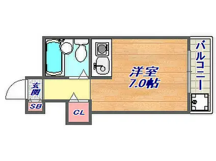 グレイス芦屋(ワンルーム/5階)の間取り写真