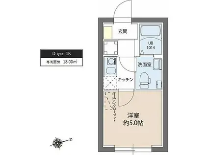 JR常磐線 綾瀬駅 徒歩9分 5階建 築2年(1K/3階)の間取り写真