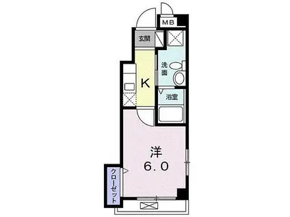 都電荒川線 三ノ輪橋駅 徒歩4分 4階建 築9年(1K/3階)の間取り写真