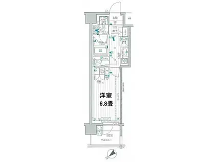 デュオステージ横濱天王町(1K/4階)の間取り写真