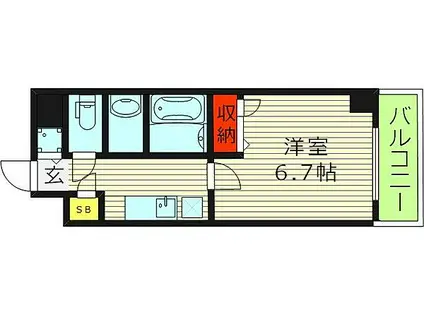 シャルマンフジ大阪城南(1K/6階)の間取り写真