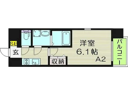 エスリード京橋桜ノ宮公園(1K/8階)の間取り写真