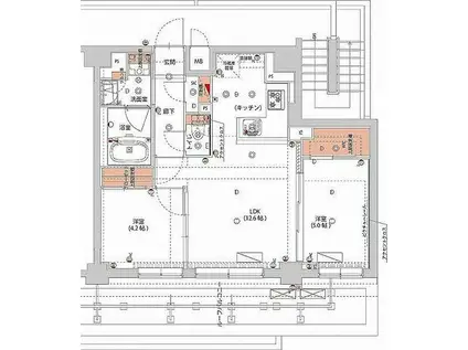 ハーモニーレジデンス神楽坂ヒルズSECOND(2LDK/6階)の間取り写真