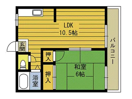 喜多屋ビル(1LDK/2階)の間取り写真