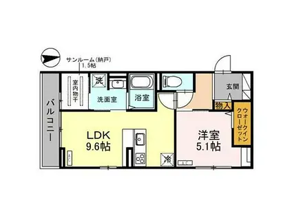 ルミナス南田町(1LDK/2階)の間取り写真