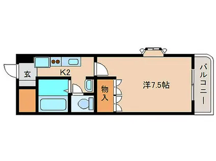 近鉄奈良線 学園前駅(奈良) 徒歩12分 2階建 築17年(1K/2階)の間取り写真