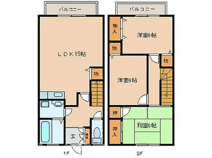 ヴィラ東生駒(3LDK)の間取り写真