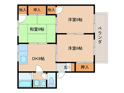 サニーコートI(3DK/1階)の間取り写真