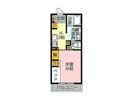 YNT第2マンション(1K/3階)の間取り写真