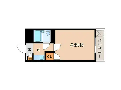 近鉄生駒線 信貴山下駅 徒歩8分 3階建 築33年(1K/1階)の間取り写真