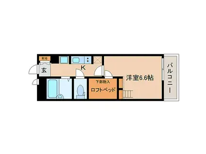 JR関西本線 王寺駅 徒歩5分 4階建 築16年(1K/3階)の間取り写真