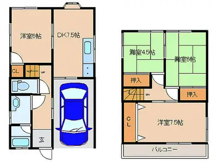 近鉄御所線 近鉄御所駅 徒歩21分 2階建 築31年(4DK)の間取り写真