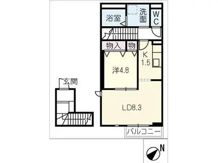 H様フィカーサ(1LDK/2階)の間取り写真