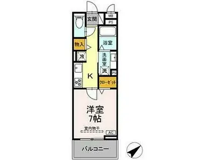 D-SQUARE大和町(1K/2階)の間取り写真