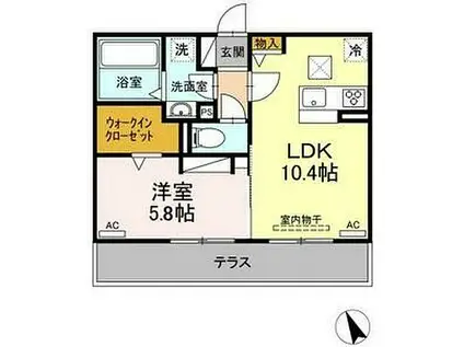 今泉ハイツB(1LDK/1階)の間取り写真