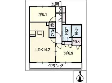 SHAMAISON ECRARGE(2LDK/2階)の間取り写真