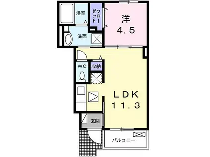 豊橋鉄道渥美線 高師駅 徒歩16分 2階建 新築(1LDK/1階)の間取り写真