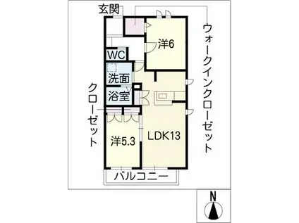 へーベルメゾン浜道II(2LDK/2階)の間取り写真