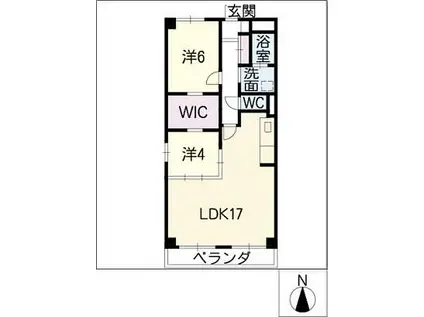 ラ・オーク三軒家(2LDK/1階)の間取り写真