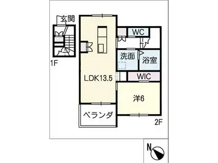 グラツィオーソ一宮富士(1LDK/2階)の間取り写真