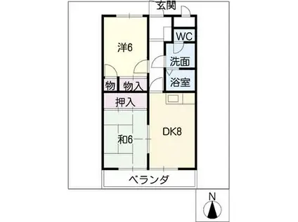 ダイアヒルズ平和I(2DK/1階)の間取り写真