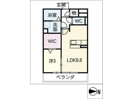 WING KASUGAI(1LDK/2階)の間取り写真