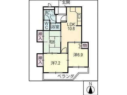 桜ハイツ(3LDK/1階)の間取り写真