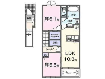 クレールA(2LDK/2階)の間取り写真