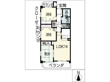 サンライズ新舞子(3LDK/2階)の間取り写真