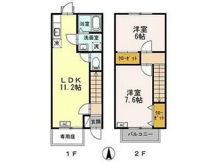 ハイミエール(2LDK/1階)の間取り写真