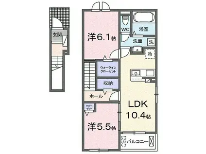 ポートヴィレッジ24 I(2LDK/2階)の間取り写真