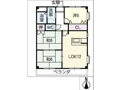 ビラ葉池(3LDK/4階)の間取り写真