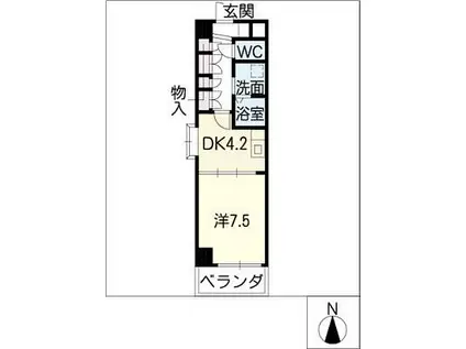 FOUR LEAVES前田(1DK/9階)の間取り写真