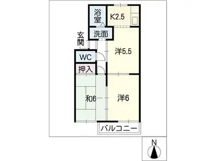 セジュール惟信(3K/2階)の間取り写真