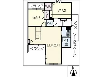 名古屋市営名城線 黒川駅(愛知) 徒歩5分 4階建 築1年(2LDK/3階)の間取り写真
