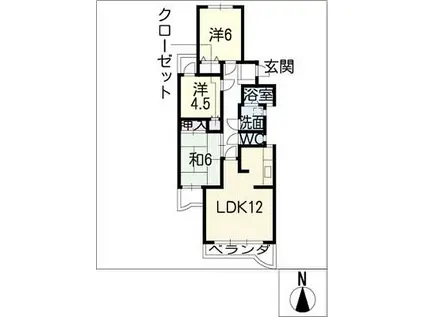 セゾンよもぎ台(3LDK/2階)の間取り写真