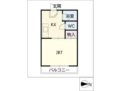 幸川ハイネス(1K/2階)の間取り写真