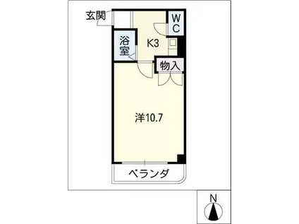 セモア元八事(1K/3階)の間取り写真