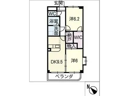 コートボナール鶴里(2DK/1階)の間取り写真
