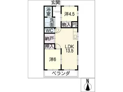 室賀レジデンス(2LDK/2階)の間取り写真