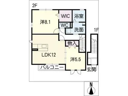 エクセルサワダA棟(2LDK/2階)の間取り写真