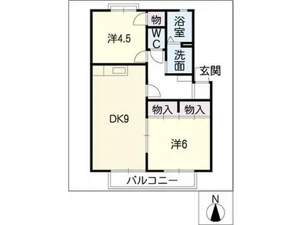 アビタシオン福光西(2DK/2階)の間取り写真