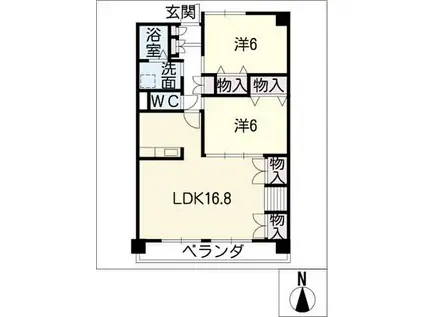 サンパレス・K(2LDK/2階)の間取り写真