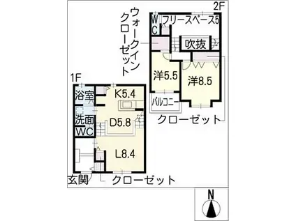 グラマシー ウエスト(2LDK)の間取り写真