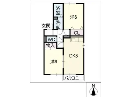 サンピア高根台 A棟(2DK/2階)の間取り写真