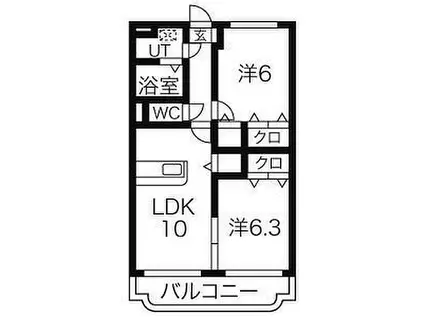 ユーミーボナールII(2LDK/1階)の間取り写真