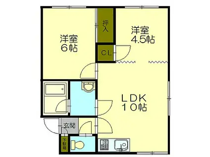 エメロード新光(2LDK/2階)の間取り写真